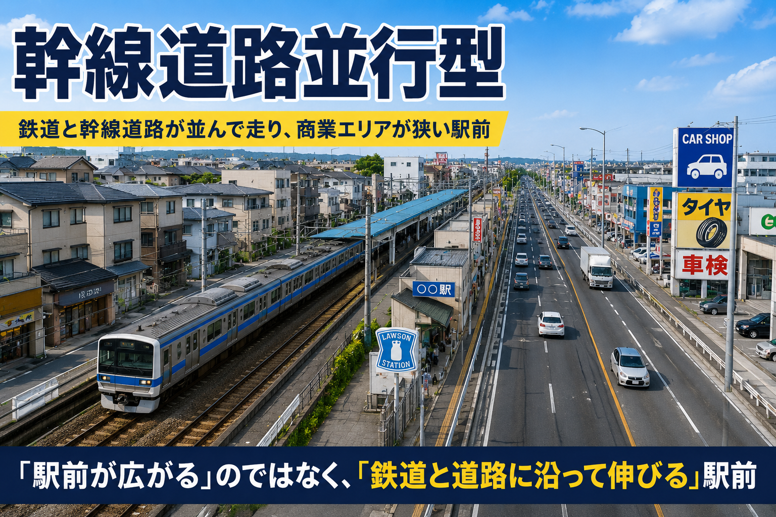 幹線道路並行型の駅前イメージ｜駅前ウォッチャーズ